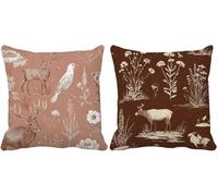 Housse de Coussin 75x75 Brun Housse Coussin Exterieur Impermeable Lin Lot de 2 Simple Carré Taie d'oreiller avec Fermeture Eclair pour Decoration Salon Maison Chambre Exterieur Jardin Banc l3-x5528