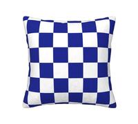Housse de Coussin à Motif Damier Bleu et Blanc, taie d'oreiller décorative en Velours côtelé pour canapé de Chambre à Coucher, 40 CM