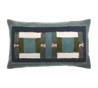 HOUSSE DE COUSSIN BRODE TAHO VERT DE GRIS