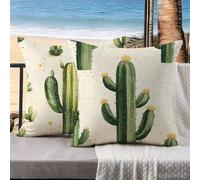 Housse de Coussin Cactus Taie Oreiller 60x60 Lot de 2 Plante Protege Oreiller Lin Coussin Decoratif Taies D'oreillers avec Fermeture Éclair Invisible, Decoration Chambre, Decoration Salon k-769