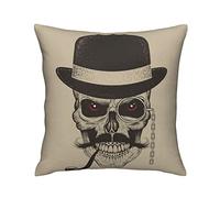 Housse de coussin carrée vintage motif tête de mort 45,7 x 45,7 cm pour canapé, lit, salon, voiture