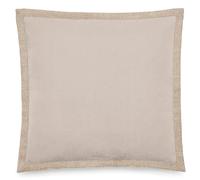 Housse de coussin coton et lin 45x45 cm LUZIA finition volant en jute beige ficelle