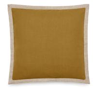 Housse de coussin coton et lin 45x45 cm LUZIA finition volant en jute jaune foin