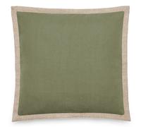 Housse de coussin coton et lin 45x45 cm LUZIA finition volant en jute vert mousse