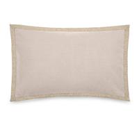 Housse de coussin coton et lin 55X80 cm LUZIA finition volant en jute beige ficelle