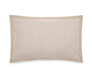 Housse de coussin coton et lin 55X80 cm LUZIA finition volant en jute beige ficelle