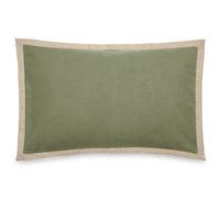 Housse de coussin coton et lin 55X80 cm LUZIA finition volant en jute vert mousse