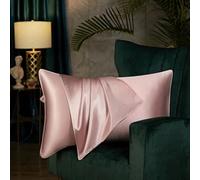 Housse de coussin de luxe en soie de mûrier douce et respirante des deux côtés - 19 mommes - Avec fermeture éclair cachée - 100 % pure soie naturelle - Vert olive - Standard - 50 x 75 cm - 1 pièce