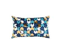 Douceur d'Intérieur, Housse de Coussin (30 x 50 cm) Vivaldi Bleu, Velours Imprimé Or