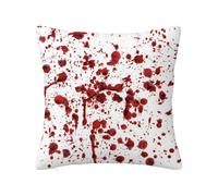 Housse de coussin décorative avec fermeture éclair dissimulée, motif grunge, taches de sang, zombie effrayant, taie d'oreiller non rétractable pour canapé, chambre, voiture, salon, rouge et blanc, 40,