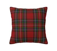 Housse de Coussin décorative, taie d'oreiller Douce, 40x40 cm, pour canapé de Chambre à Coucher, Plaid Tartan Stewart