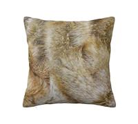 Housse de Coussin décorative, taie d'oreiller Douce, 40x40 cm, pour Chambre à Coucher, canapé, Peluche, Marron Naturel, imprimé Fausse Fourrure