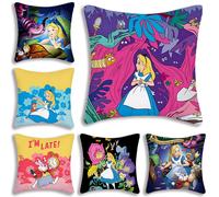 Housse de coussin Disney Alice au pays des merveilles, taie d'oreiller courte en peluche, décoration de canapé de dessin animé pour la maison, impression Double face 154HY912B07