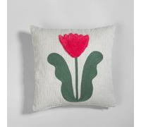 Housse de coussin écrue motif fleur brodé et tufté rose et vert, 40x40 cm 40x40cm Vert