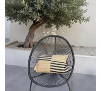 Housse de coussin effet raphia - Rectangle - 50x30cm - Bi-colore à rayures noires