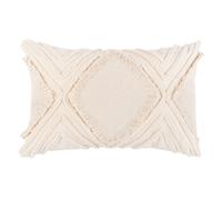 Housse de coussin en coton motif tufté écru 50x30 30x50cm Blanc