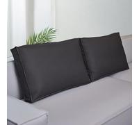 Housse de coussin en cuir synthétique avec fermeture éclair, imperméable et résistante aux rayures, protection de dossier pour lit, canapé, jardin, terrasse (noir, 70 x 50 cm)