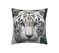 Housse de coussin en flanelle - Motif tigre blanc - 45 x 45 cm