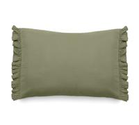 Housse de coussin en mousseline de coton 55x80 cm cm + 5 cm ELZA vert mousse