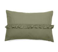 Housse de coussin en mousseline de coton volant central 40x60 cm cm ELZA vert mousse