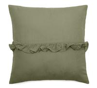 Housse de coussin en mousseline de coton volant central 45x45 cm cm ELZA vert mousse