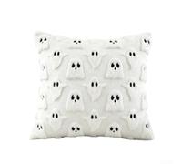 Housse de coussin en polyester doux Motif Halloween Blanc 45,7 x 45,7 cm | S'adapte aux inserts standard de 45,7 x 45,7 cm, idéal pour les canapés, chaises, améliore l'humeur du salon