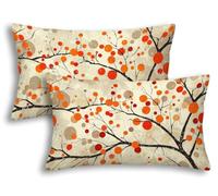 Housse de Coussin Extérieur Imperméable 30x50cm, Lot de 2 Housse Coussin Crème Rectangulaire Lin Imperméable, Déperlant Double Face Arbre Taie d'Oreiller Extérieur Jardin Chaise Balcon Terrasse -8572