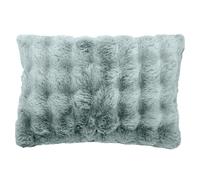 Housse de coussin fausse fourrure 55x80 cm ASTRAKAN bleu glacier
