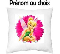 Housse de coussin - FEE CLOCHETTE - 40x40 cm - Toucher Peau de pêche - Lavable à 30°C - Fermeture éclair