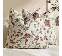 Housse de coussin florale neutre 18 X18 pouces, housse de coussin carré en chenille vintage, douce, décorative, style ferme, accent pour canapé, pour salon et chambre à coucher (1 pièce, 2 pièces disp