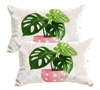 Housse de Coussin Frais 50x70 cm en Velours Taie D'Oreiller Lot de 2 Housses de Coussins Plantes Pot Décoratifs Housse Coussin Canape Décoration Taie Oreiller pour Canapé Chambre Maison Salon -SC509