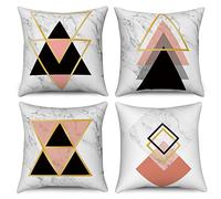 Housse de coussin Marbre 40x40 Set de 4, Hnmdmyi Noir Rose Gris Or Nordique Géométrique Décoratif Taie d'oreiller Aquarelle Moderne Art Housse de coussin en lin pour canapé jardin extérieur Home Decor