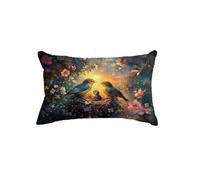 Housse de Coussin Oiseau Taie d'oreiller 40x50 cm Lot de 1 en Lin Coussin Decoratif avec Fermeture éclair Invisible Taie Oreiller Rectangulaire pour Decoration Maison Salon Automne, Floral Q9-608