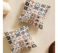 Housse de Coussin Patchwork Housse Coussin 40 x 40 cm, Lot de 2 Carré Velours Coussins Decoratif Canape Mandala Coussins Canapé pour Salon Chambre Terrasse Jardin Décoration L-L418