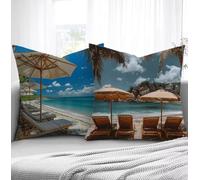 Housse de Coussin Plage Housse Coussin Exterieur Soleil, Taie d'oreiller 65x65cm Protege Oreiller Lot de 2 Tissu Velours Doux Lavable avec Fermeture éclair Invisible Pour Chambre Décoration R1-995