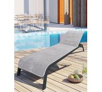 Housse de coussin pour chaise de jardin - Coussin pour chaise de jardin - Pour un confort optimal - 100% coton éponge - 200x75 cm - Gris