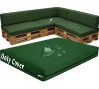 Housse de Coussin pour Palette de Rechange 120×60 120×80 120×40, Revêtement Extérieur Imperméable pour Canapé de Jardin, Assise et Dossier Incliné avec Zip Invisible, DIY(Vert foncé,Seat 80x120cm)