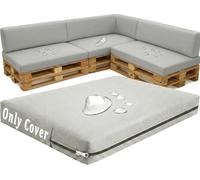 Housse de Coussin pour Palette de Rechange 120×60 120×80 120×40, Revêtement Extérieur Imperméable pour Canapé de Jardin, Assise et Dossier Incliné avec Zip Invisible, DIY(Gris clair,Seat 65x120cm)