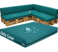 Housse de Coussin pour Palette de Rechange 120×60 120×80 120×40, Revêtement Extérieur Imperméable pour Canapé de Jardin, Assise et Dossier Incliné avec Zip Invisible, DIY(Turquoise,Back 100x40cm)