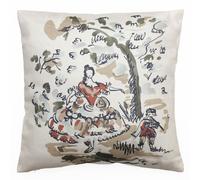 Housse de coussin pur coton 45x45 cm MILADY vert lichen motif femme qui danse