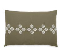 Housse de coussin pur coton teint lavé 40x60 cm BANDANAS vert mousse