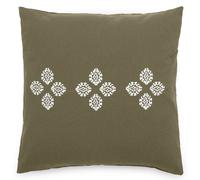 Housse de coussin pur coton teint lavé 45x45 cm BANDANAS vert mousse