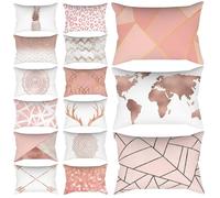 Housse de coussin rectangulaire à rayures géométriques roses, décoration chaude pour la maison, voiture, chaise, canapé, salon, 30x50 2