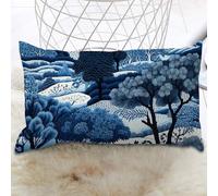 Housse de coussin rectangulaire bleu et blanc, indigo chinoiserie bleu marine, housse de coussin motif pin bleu marine, décoration de jardin pour extérieur, canapé, chambre à coucher, voiture, sofa,
