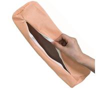 Housse de Coussin Ronde en Lin pour Traversin Cylindrique - Taie d'oreiller avec Fermeture Éclair, Respirante Housse Lavable pour Oreiller de Corps Long(Champagne,15x40cm)