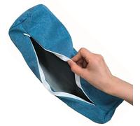 Housse de Coussin Ronde en Lin pour Traversin Cylindrique - Taie d'oreiller avec Fermeture Éclair, Respirante Housse Lavable pour Oreiller de Corps Long(Bleu,20x120cm)