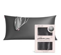 Housse de Coussin Satin Kitsch avec Fermeture Éclair pour Cheveux et Peau, Plus Douce Que la Soie, Housses Refroidissantes, Lavable en Machine, Anti-Rides, Satin Taille King 19"x36" (Charbon)