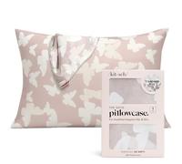 Housse de Coussin Satin Kitsch avec Fermeture Éclair pour Cheveux & Peau, Plus Douce Que la Soie, Housses Lisses, Lavable en Machine, Anti-Rides, Taille Standard (Papillon Champagne).