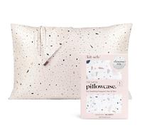 Housse de Coussin Satin Kitsch avec Fermeture Éclair pour Cheveux & Peau - Plus Douce que la Soie, Housse Lisse, Lavable en Machine, Anti-Rides, Refroidissante, Taille Queen/Standard - Blanc Terrazzo.