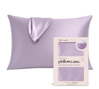 Housse de Coussin Satin Kitsch avec Fermeture Éclair pour Cheveux & Peau - Plus Douce Que la Soie, Housse Lisse Refroidissante, Lavable en Machine, Anti-Rides - Queen/Standard (19x26) - Lavande.